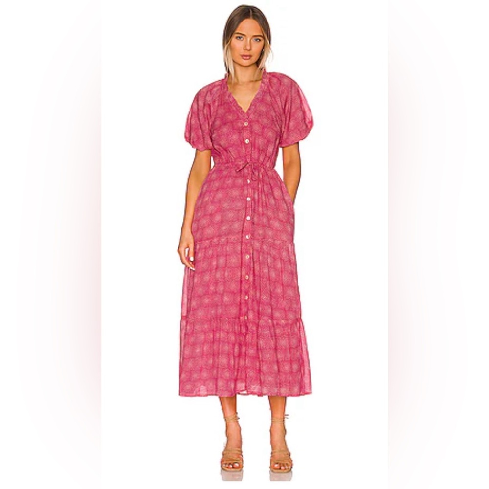 Banjanan Tuckernuck Poppy Midi Dress in‎ Petal Power Fuscia - Picture 14 of 14